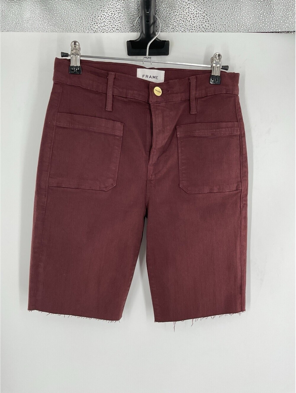 Frame Le Bardot Women’s Cut Off 8 Inch Inseam Shorts Size 26 Burgundy 136